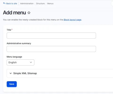 Create menu form